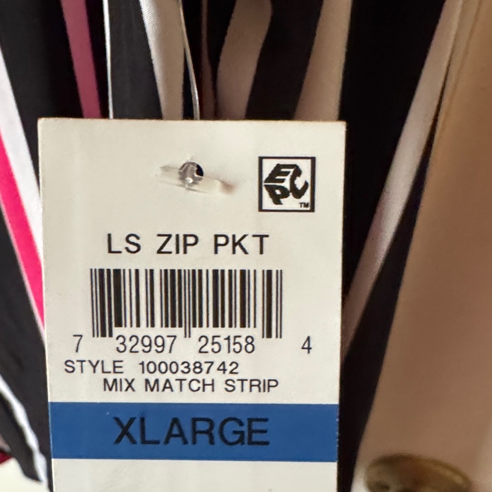 INC International Concepts Black and Pink Striped Blouse - Picture 2 of 5